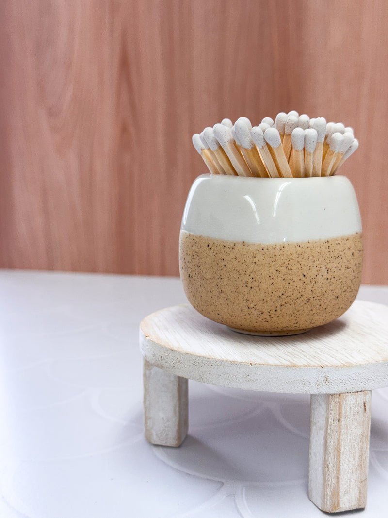 Ceramic White Match Holder with Matches